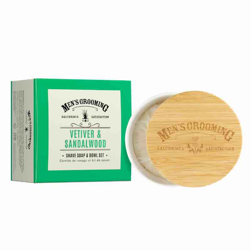 Scottish Fine Soap Shave & Soap Bowl Set 100g - Vetiver & Sandalwood